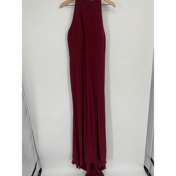 IEENA MAC DUGGAL HIGH NECK JERSEY GOWN W/TEARDROP CUTOUT BACK BURGANDY SIZE 1O - Picture 3 of 7